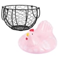 thumbnail image 2 of POINTERTECK Egg Basket Chicken Hen Holder Wire Decor Farmhouse Mesh Collecting Handle Cover Kitchen Ceramic Decorative Storage, 2 of 6