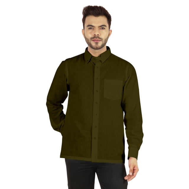 Bestman Solid Button Down Shirt For Men Long Sleeve With Patch Pocket Formal Business Wear