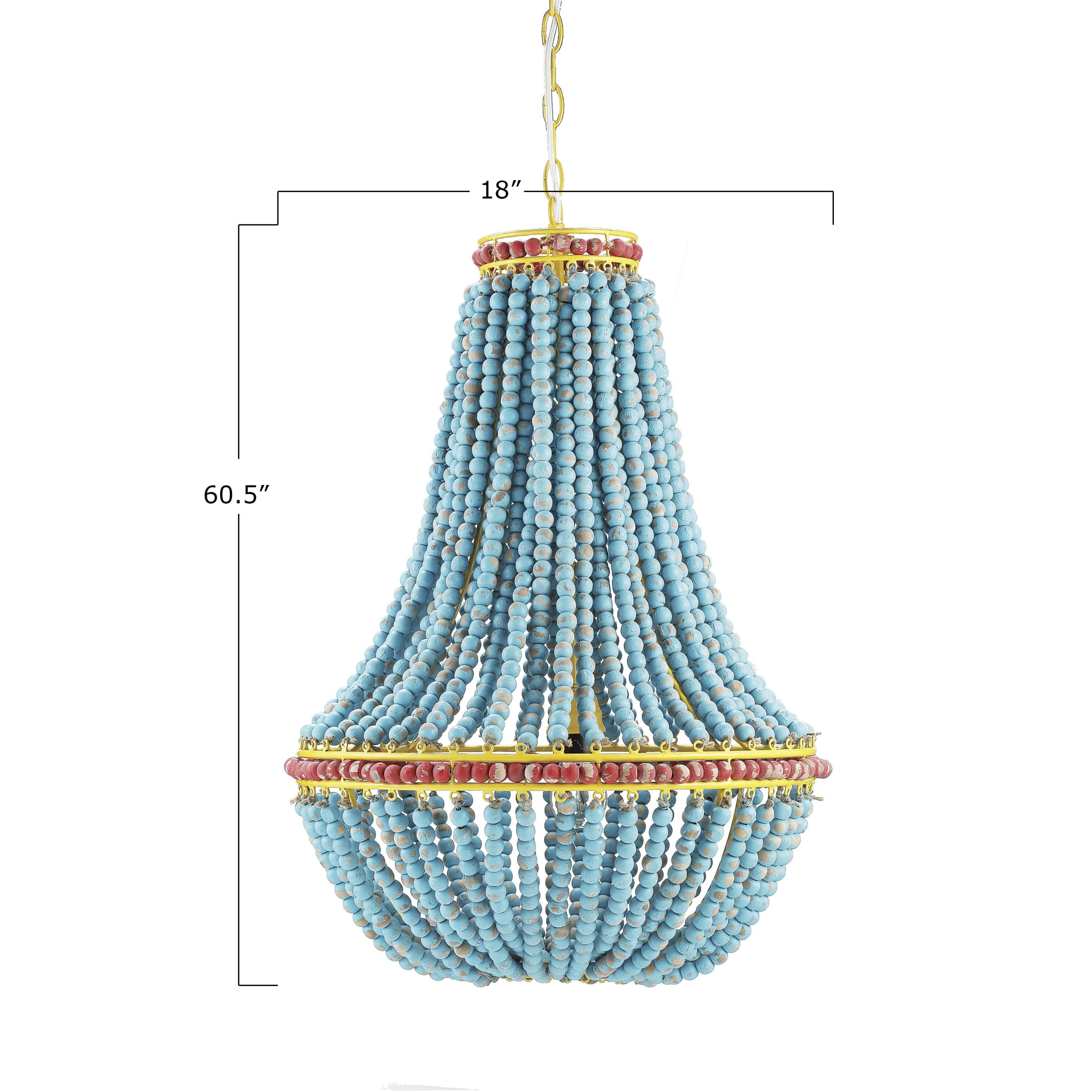 Creative Co-Op Draped Wood Bead Chandelier, Multicolor