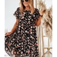 thumbnail image 2 of Kcodviy Robe d'Été pour Femme à Volants Mini Sans Manches Longueur Genou Robe Ligne A Nouvelle Robe d'Été Ligne A Robes à Imprimé Floral Femmes Été Femmes Décontracté Col Rond Élégante Robe de Soirée à Manches Courtes, 2 of 9