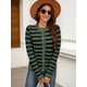 thumbnail image 5 of Suéteres Tipo Cárdigan para Mujer, de Rayas, con Botones Al Frente, de Punto, Abrigo Corto de Otoño. Verde y Negro M, 5 of 8