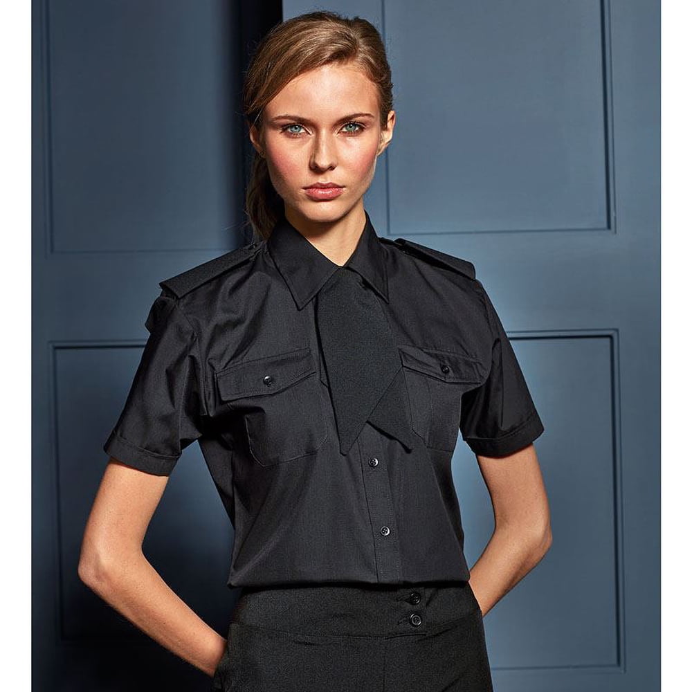 Premier Womens/Ladies Short Sleeve Pilot Blouse/Plain Work Shirt 