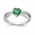 thumbnail image 6 of Auriga Fine Jewelry 925 Sterling Silver Heart-cut Created Emerald and Diamond Ring Size 6 Valentine's Day Gift for Women, 6 of 6