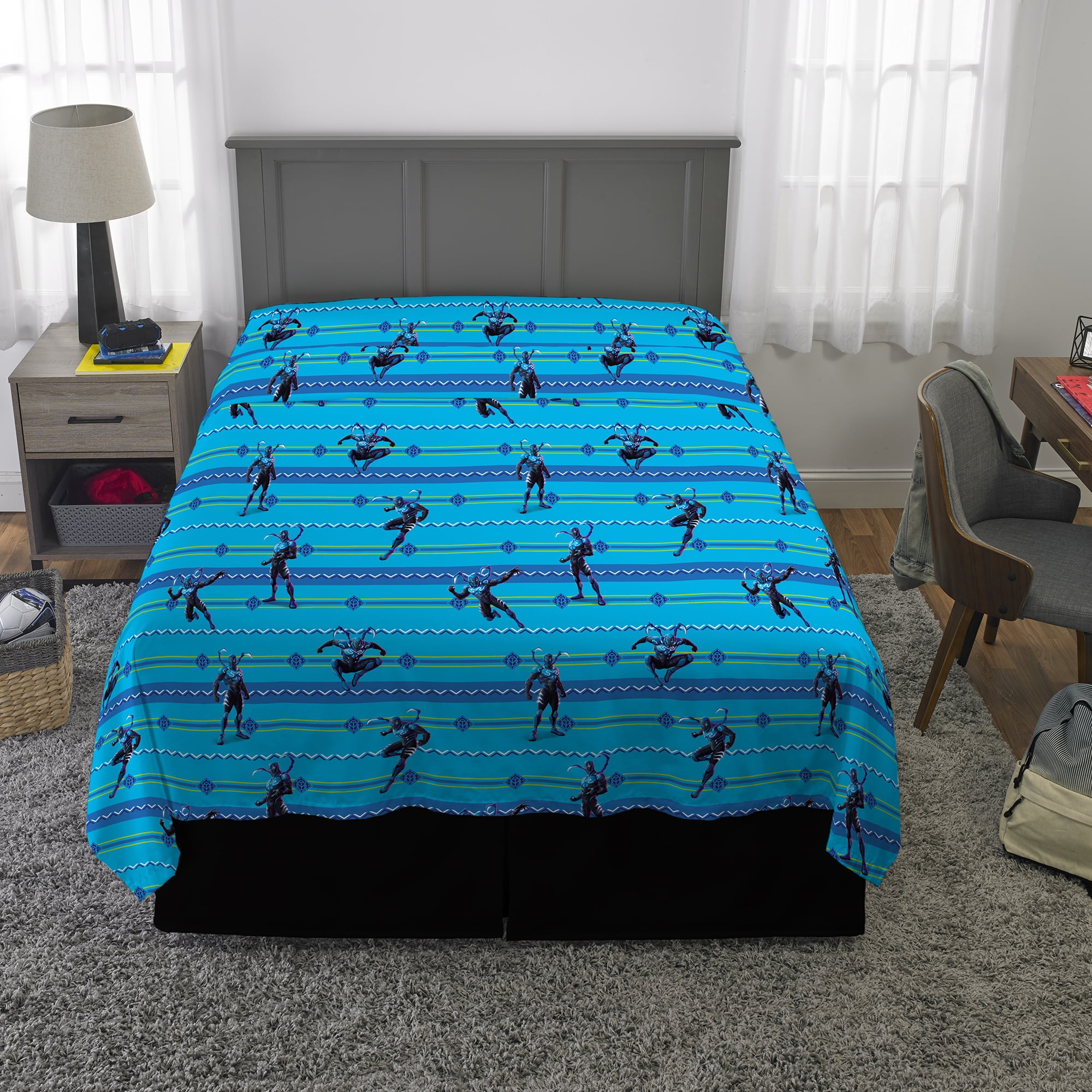 Blue Beetle Kids Full Bed-in-a-Bag, Comforter and Sheets, Blue, Warner Brothers