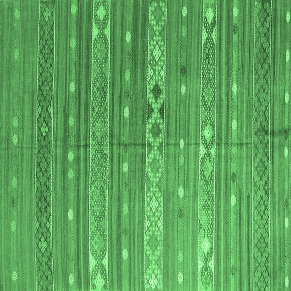 Ahgly Company Indoor Square Oriental Emerald Green Traditional Area Rugs, 7' Square