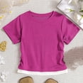 thumbnail image 2 of CYRBOKO Girls T-shirts, Lightweight Comfy Casual Short Sleeve Summer Tops Red Size 9-10 T, 2 of 4