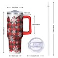 thumbnail image 3 of Double Wall 40oz Tumbler Gift - Festive Stainless Steel w/Reindeer Pattern, Leakproof w/Handle & Straw, 3 of 5