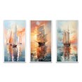 thumbnail image 2 of Designart "Minimalism Sailboat flow IX" Nautical & Beach Framed Wall Art Set Of 3 - Multi-Color Boat Sailing Frame Canvas Set For Living Room Decor, 2 of 6