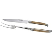Laguiole en Aubrac 2-Piece Carving Set With Carving Fork And Carving Knife With Olivewood Handle