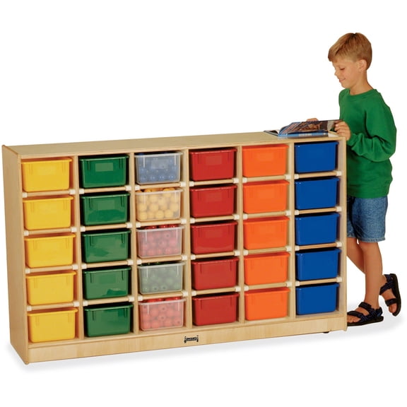 30 Cubbie-Tray Mobile Storage - with Colored Trays