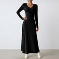 thumbnail image 2 of DHFJKG Womens Sweaters Dress Knit Ribbed V Neck Long Sleeve Slim Fit Maxi Dress Winter Pullover Tunic Ankle-Length Cozy Dresses, 2 of 5
