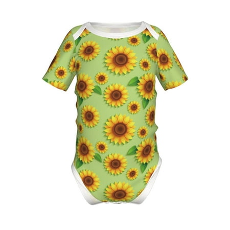 

Coaee Sunflower Leaves for Soft Baby Short-Sleeve Bodysuit Baby Climbing Clothes Baby Girls Boys Bodysuit Romper-12 Months