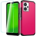 thumbnail image 3 of For Cricket Outlast 5G 2024 Tough Strong Hybrid + Tempered Glass - Hot Pink, 3 of 6