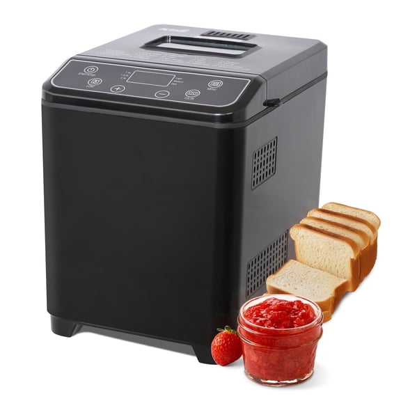 KBS 20-in-1 2LB Bread Maker Machine with 2 Custom Menus,Gluten-Free & 15H Delay Timer, Nonstick Pan, LCD Display, Black
