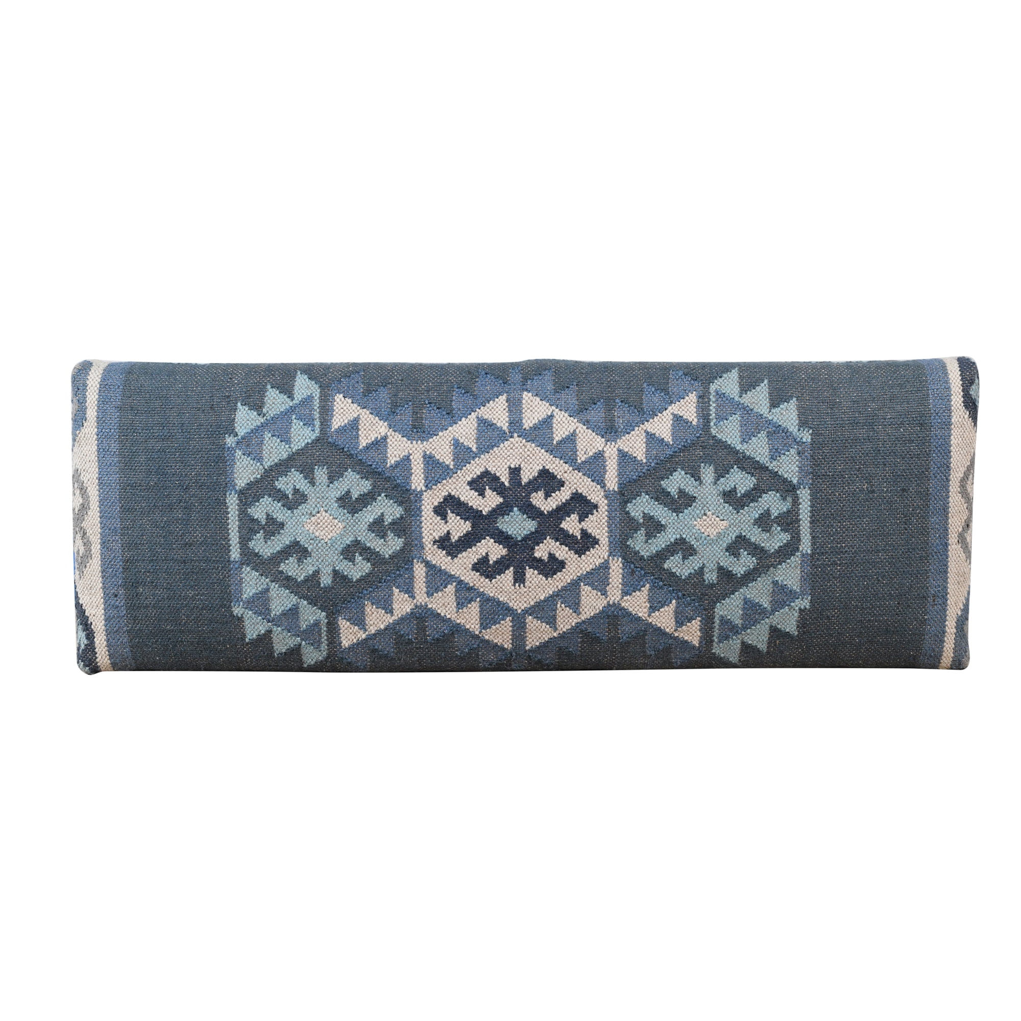 LR Home Rhonelle 47" Blue/Ivory Kilim Jute Upholstered Accent Bench
