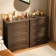 thumbnail image 4 of Brown 4 Drawer Dresser, Lofka Space-Saving Dresser for Bedroom with Metal Handles, Chests of Drawers for Living Room, 4 of 9