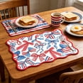 thumbnail image 7 of Beautynvta 4th of July Placemats, Stars and Stripes Bows Decor Patriotic Placemats, Red White Blue Heat-Resistant Washable Table Mat for Kitchen Dining Table Decor, 13x13 Inch, 7 of 7