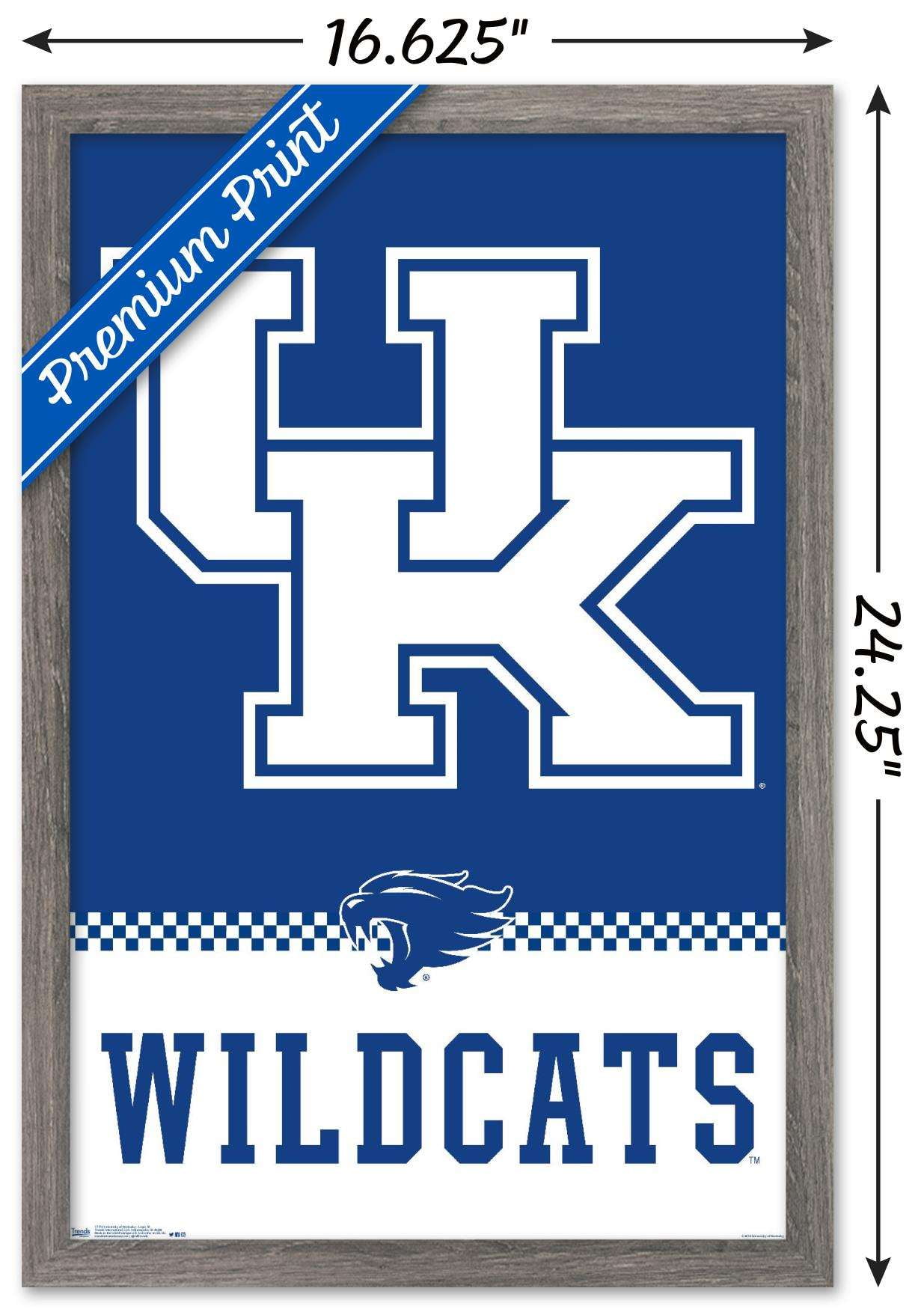 Barnwood Framed Version Trends International Collegiate Logo Wall Poster University of Kentucky Wildcats 14.725 x 22.375 