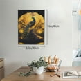 thumbnail image 2 of Xecao Elegant Gold Leaf Peacock for Ready-to-Hang Canvas Art 12x16 Inches - Waterproof HD Print Solid Wood Frame for Gifting,Vertical, 2 of 8