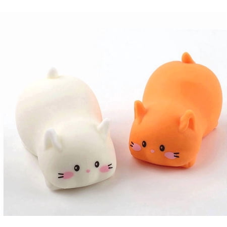 Fufafayo 2Pcs Cute Cat Squeeze Stress ReliefToy Egg Pinch Maltoses Stress Relieving Gadget Fun Pet Desktop Ornament for Desk Office Home Decor