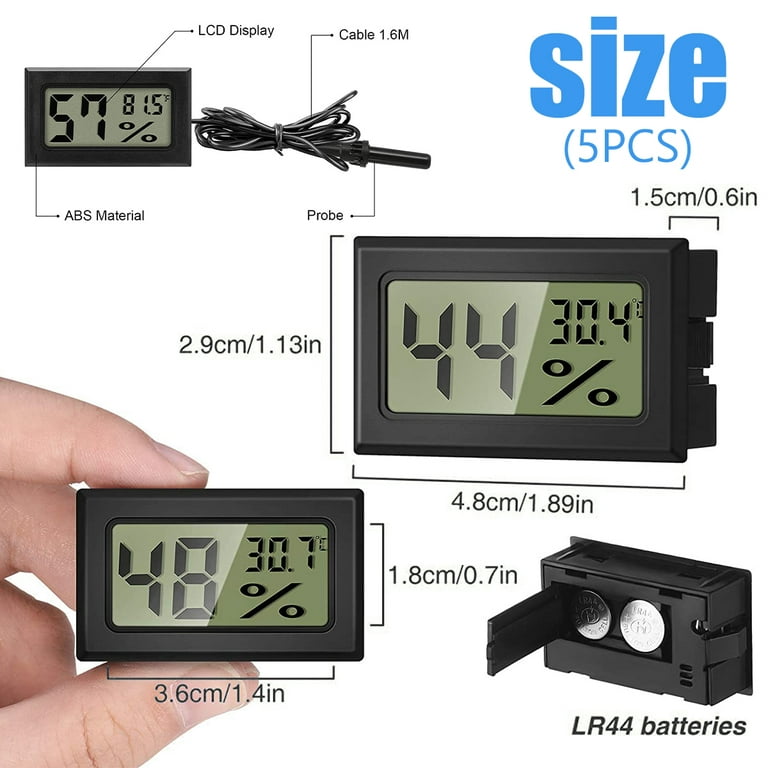 2-pack Mini Digital Hygrometer Thermometer Gauge With Probe Lcd