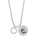 thumbnail image 1 of Delight Jewelry Silvertone Faithfully Yours Eternity Ring Silvertone Script Initial Disc - Q - Charm Necklace, 20"+3", 1 of 4