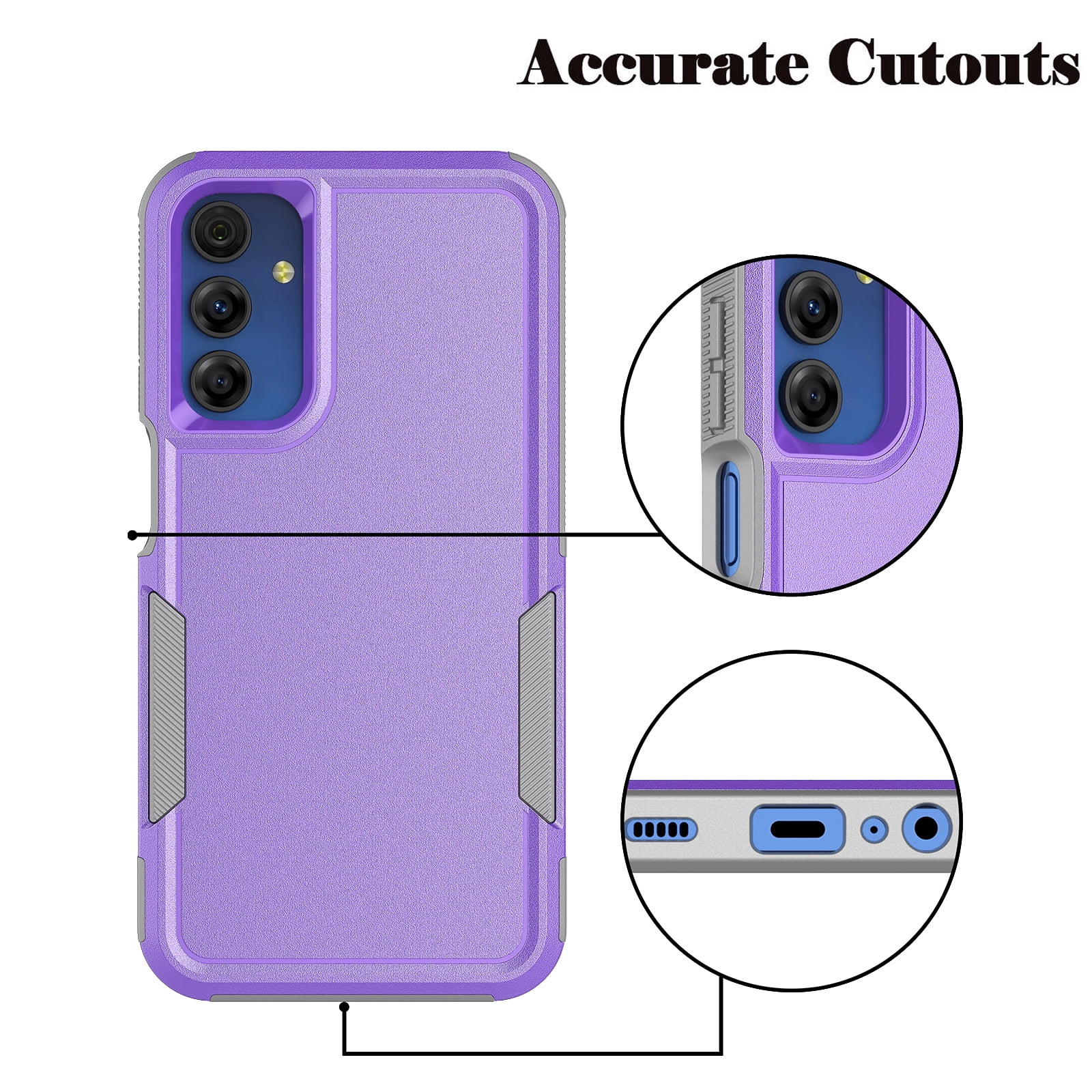 for Galaxy A15 5G Case,Samsung A15 5G Sturdy Case,Njjex Shockproof Dual Layer Rugged Full-Body Protective Phone Cover,2 in 1 Silicone Rubber Phone Case for Samsung Galaxy A15 5G 6.5" - Purple 2024