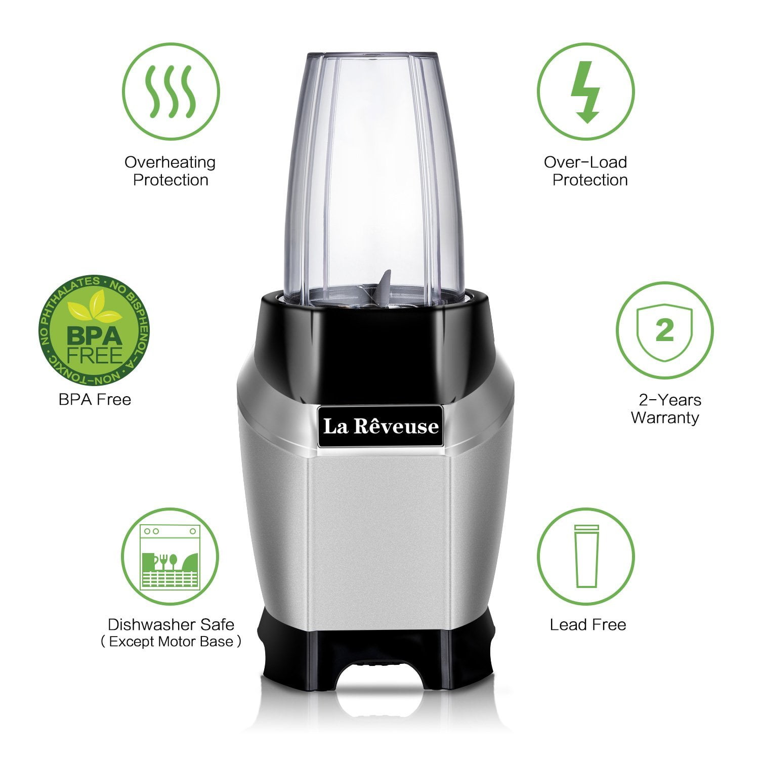 La Reveuse Smoothie and Shakes Countertop Blender 600 Watts with 20 oz Travel Bottle (1 Bottle)
