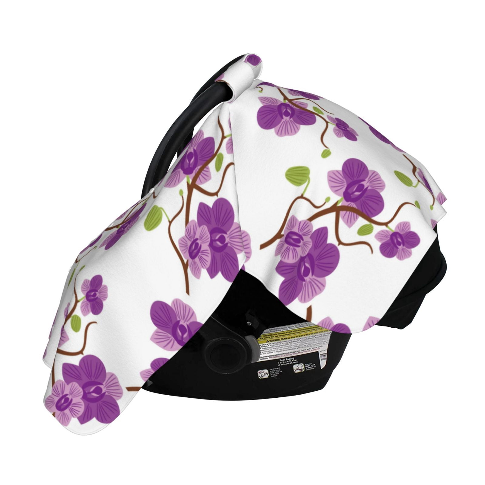 Naloa Orchids Flowers Baby Car Seat Cover, Breathable Baby Carrier Cover, Multiuse Baby Carrier Cover & Nursing Breastfeeding Cover