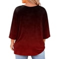thumbnail image 4 of Lkhaha 2026 Womens T Shirts Fashion Tops Hollow Out Collar Short Sleeve Casual Crew NeckDaily Clothing Wine XL, 4 of 5