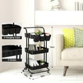 thumbnail image 3 of danpinera 3 Tier Rolling Cart, Cleaning Organizer Utility Cart with Wheels&Shelves&Drawers for Storage Kitchen Bathroom - Black, 3 of 8