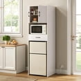 thumbnail image 2 of Mini Fridge Stand with Storage and Power Outlet, Coffee Bar Cabinet with Microwave Shelf, – Fits Most Mini Fridges and Wine Coolers, for Dorm, Kitchen, or Office White KH03MRW, 2 of 9