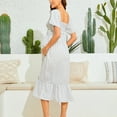thumbnail image 5 of XASZHN Robe Femme Florale à Encolure Carrée Robes Midi Robe de Maternité Enceinte Décontractée Robe Trapèze Longue Fluide à Smocks BU1 L, 5 of 5