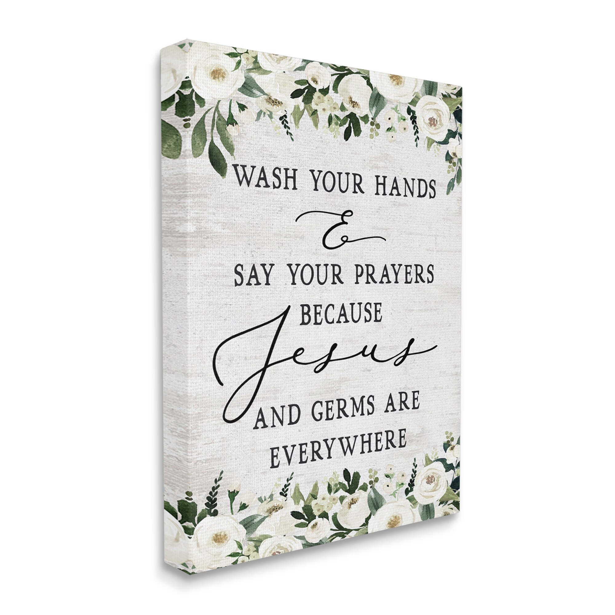 Stupell Industries Wash Hands Say Prayers Jesus Germs Everywhere Phrase, 24 x 30,Design by Lettered and Lined