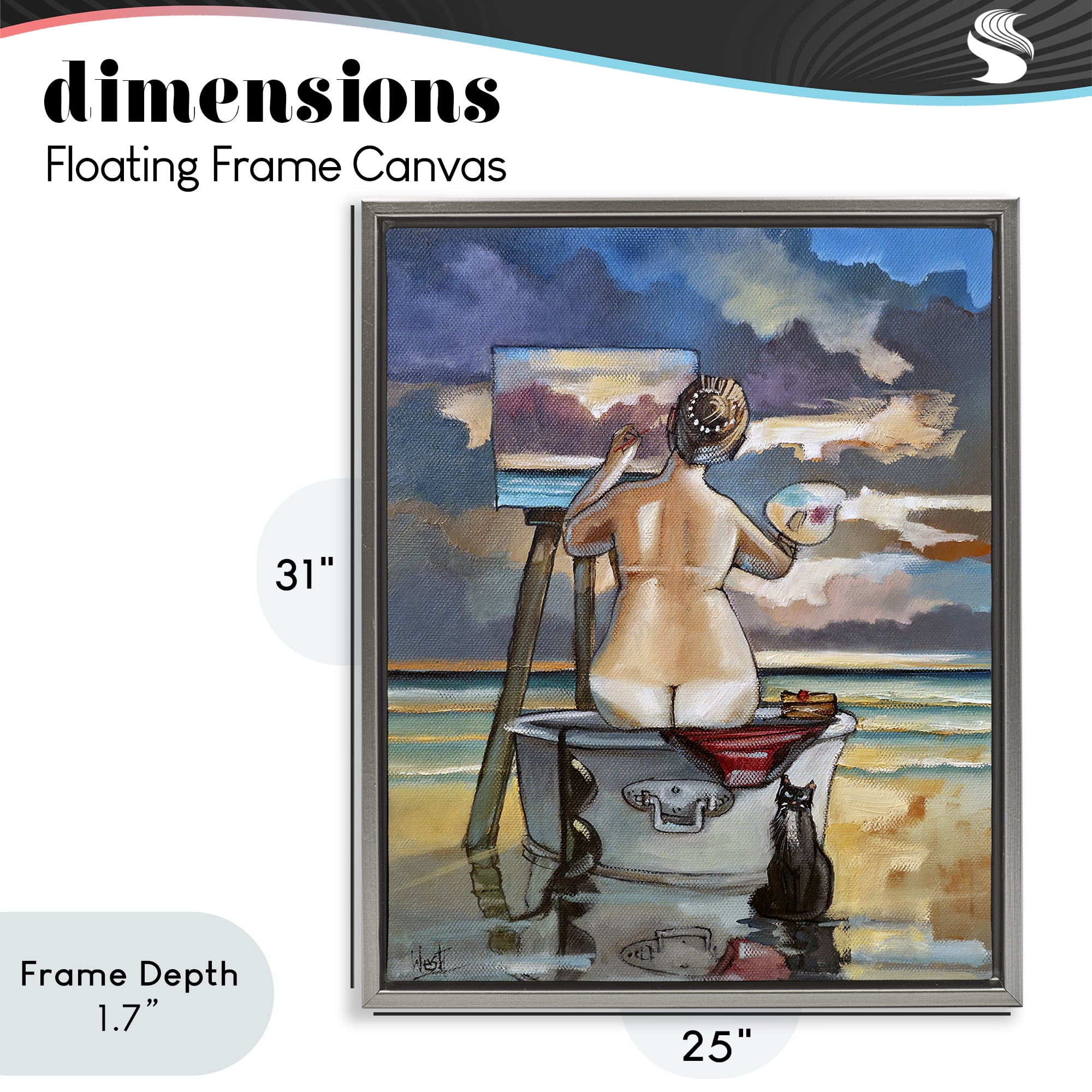 Stupell Industries Painting Up A Storm Gray Framed Floater Canvas Wall Art, design by Ronald West
