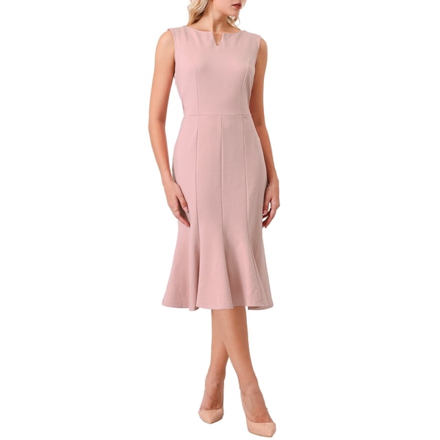 Vestido sin mangas para mujer INSPIRE CHIC, elegante, con escote en V, vestido de cola de pez, rosa, XL