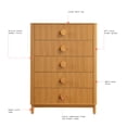 thumbnail image 4 of Beautiful Fluted 5-Drawer Dresser, 48" Tall, for Adults, Warm Honey Finish, 4 of 14