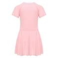 thumbnail image 2 of TiaoBug Maillot de Bain à Manches Courtes pour Filles Fermeture Éclair avant Rembourré Tenue de Plage Robe de Bain UPF50+ Protection Éruption Rose 140/L 不带胸胸, 2 of 7