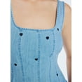 thumbnail image 4 of Free Assembly Women's and Women's Plus Embroidered Hearts Denim Panel Midi Dress, Sizes XS- 4X, 4 of 5