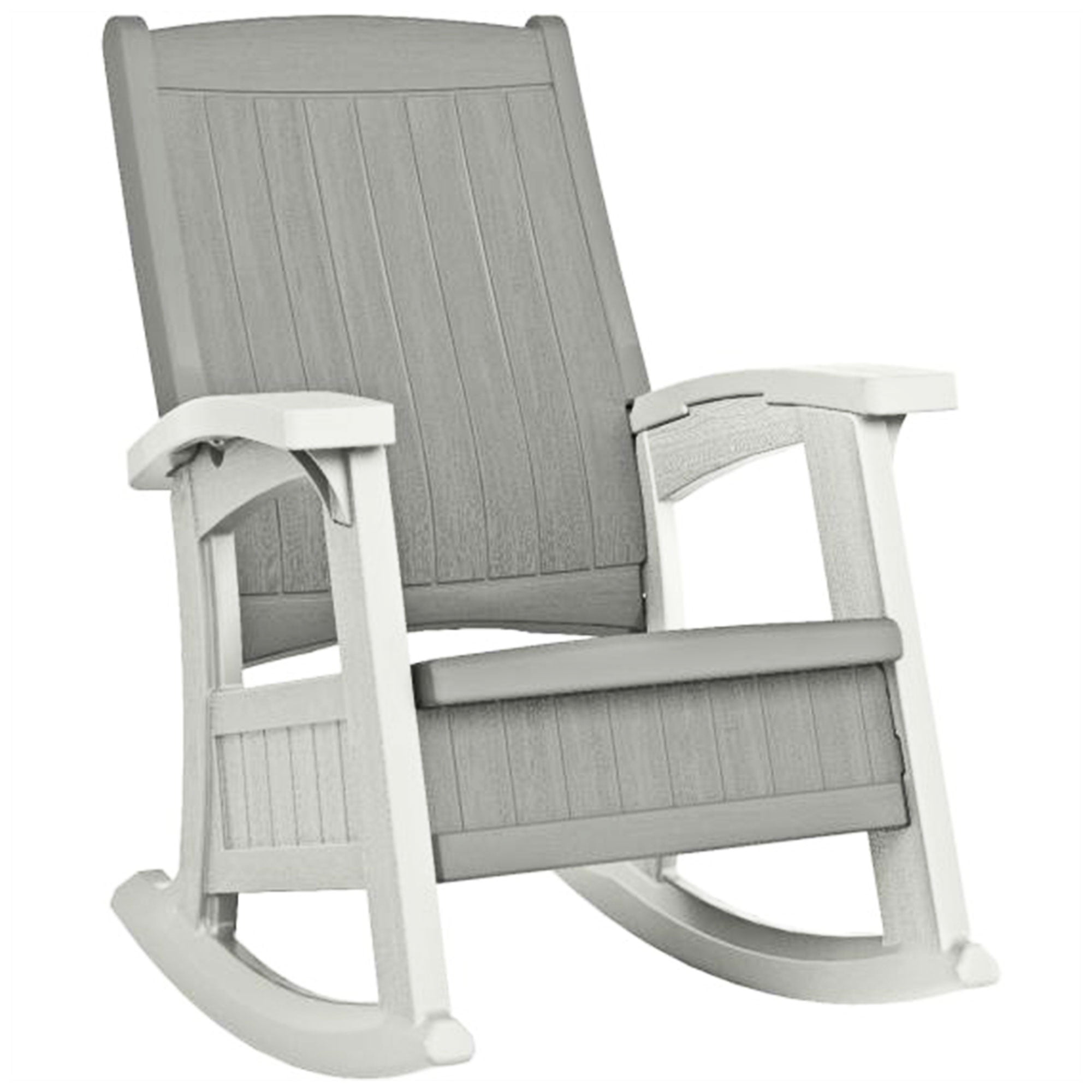 Suncast Outdoor Patio/Porch Rocking Chair w/ InSeat Storage, Dove Gray