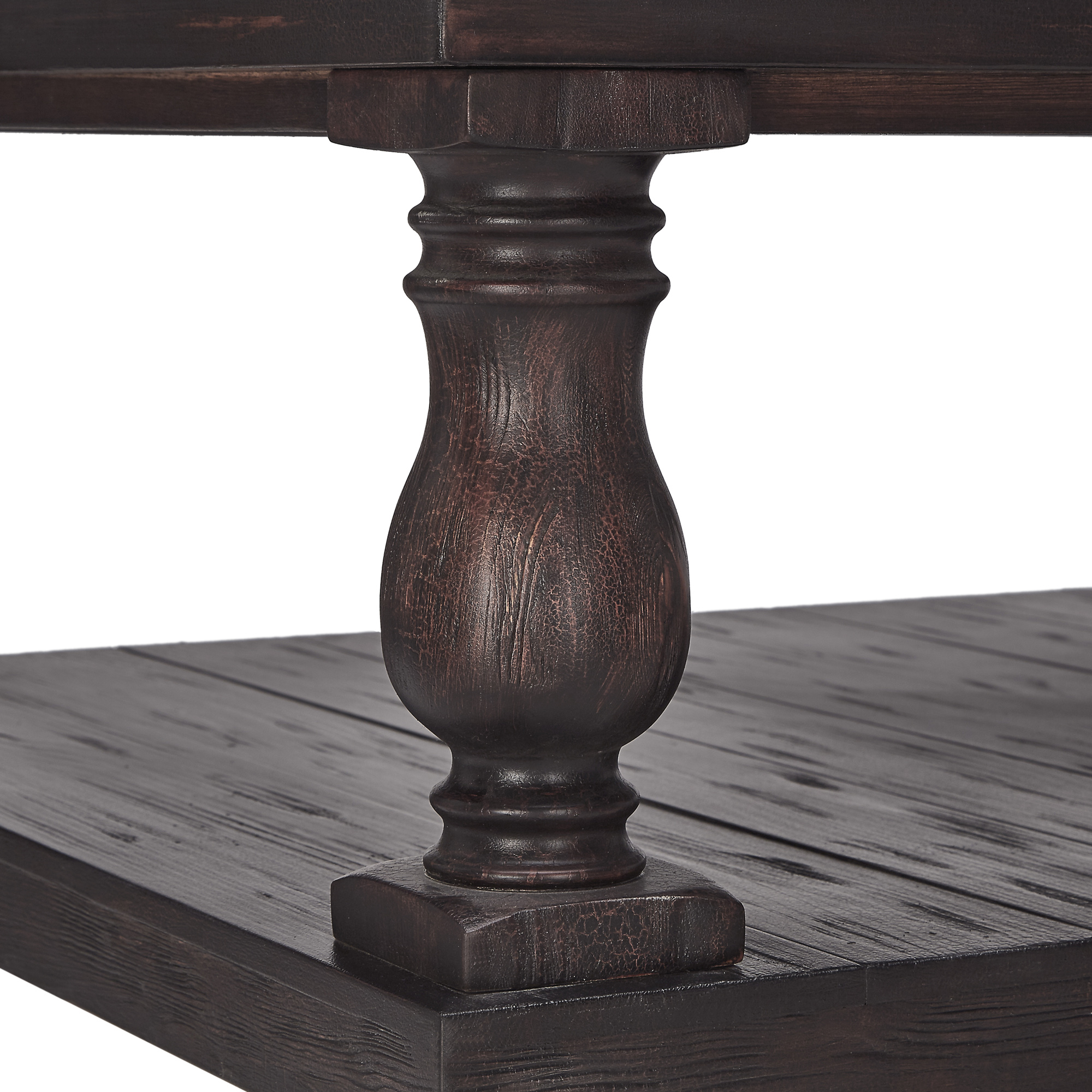 HumbleNest Weston Home Dunbar Rectangle Pedestal Coffee Table with Lower Storage Shelf, Espresso