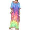 thumbnail image 2 of Sakkas Georgettina Flowy Rhinestone V Neck Long Caftan Dress / Cover Up - Green / Blue - One Size, 2 of 5