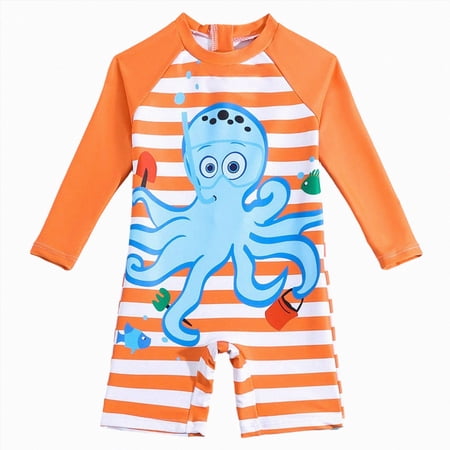 Gubotare Bathing Suit Toddler Boy Boys Full Body Swimwear UPF 50+ UV Sun Protective One-Piece 12 18 Months (Orange 12-18 Months)