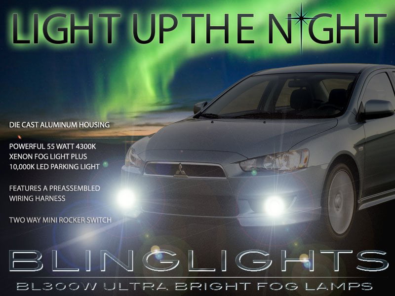 For Mitsubishi Lancer Bumper Clear Driving Fog Lights Driver/Passenger Lamps with Switch/Bulbs/Bezel 