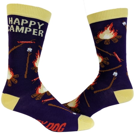 

Women s Happy Camper Socks Funny Outdoor Hiking Adventure Graphic Novelty Nature Footwear