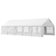 Homiyad 32x16 Outdoor Canopy Tent, Heavy Duty Carport with Cathedral Window, Removable Sidewalls, White, for Party, Wedding Tent
