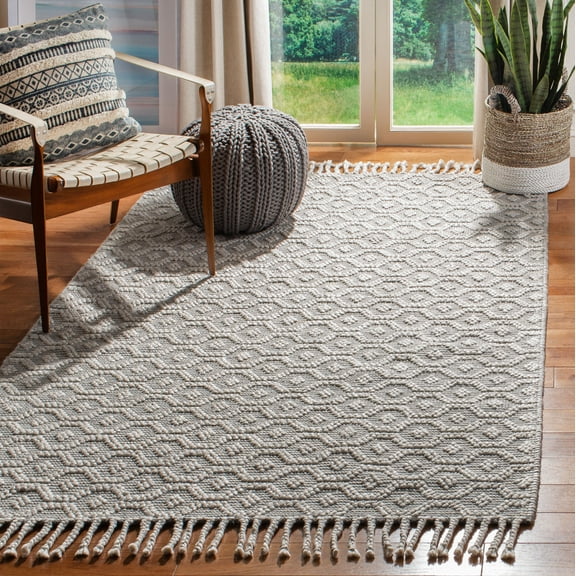SAFAVIEH Natura Magna Braided Geometric Area Rug, Grey, 8' x 10'