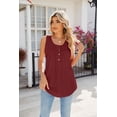 thumbnail image 6 of Summer Round Neck Sleeveless Button Solid Color Casual Women's Top, 6 of 8