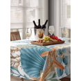 thumbnail image 6 of Teal Blue Coastal Table Cloth, Waterproof Tablecloth for Rectangle Tables, Summer Beach Starfish Shell Coral Nautical Reusable Washable Fabric Table Cover for Restaurant Kitchen Dining Tables 52"x70", 6 of 9