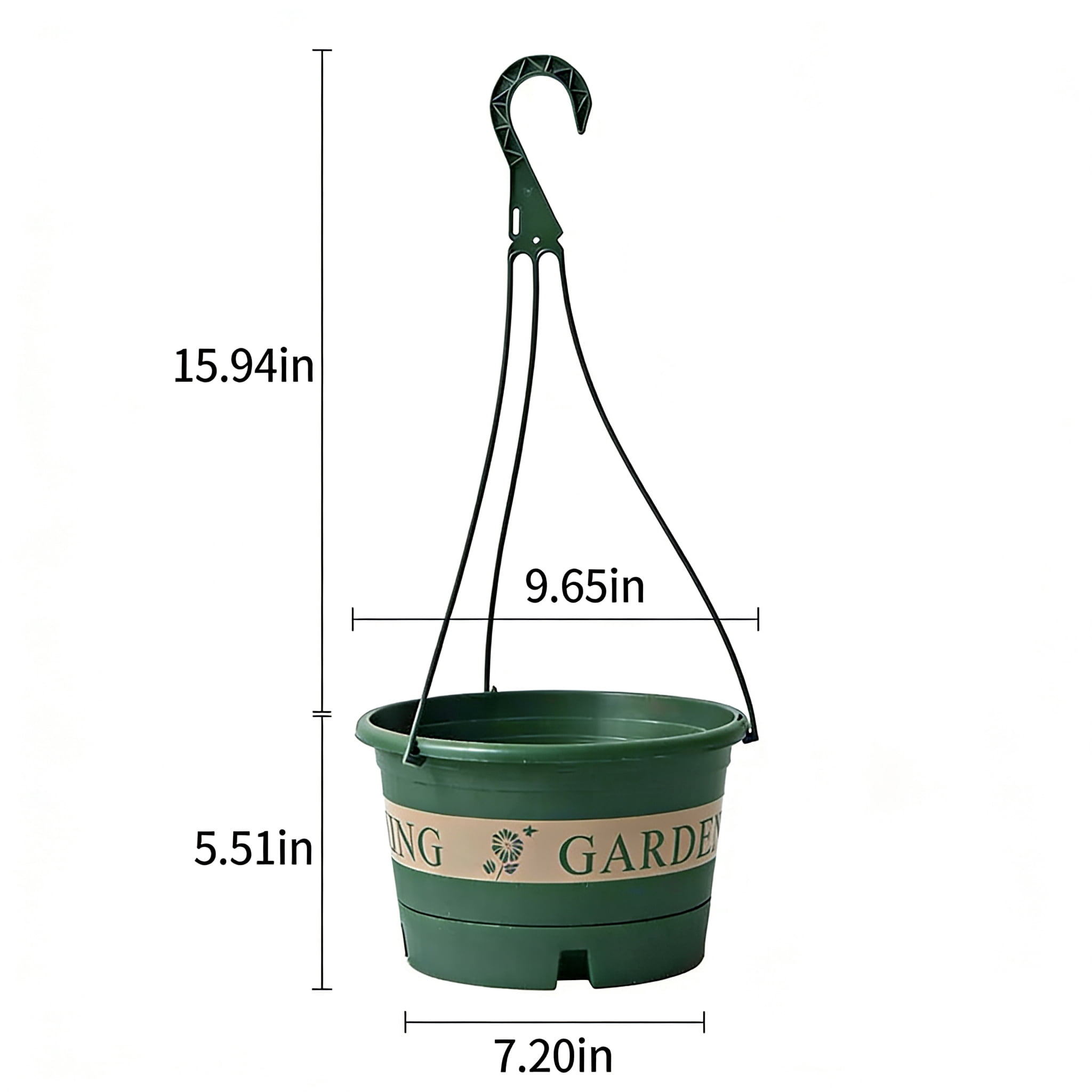 4-Pack Plastic Hanging Planters with Drain Trays & Hanging Hooks, Indoor Outdoor Hanging Flower Pots for Garden, Balcony, and Patio Decoration